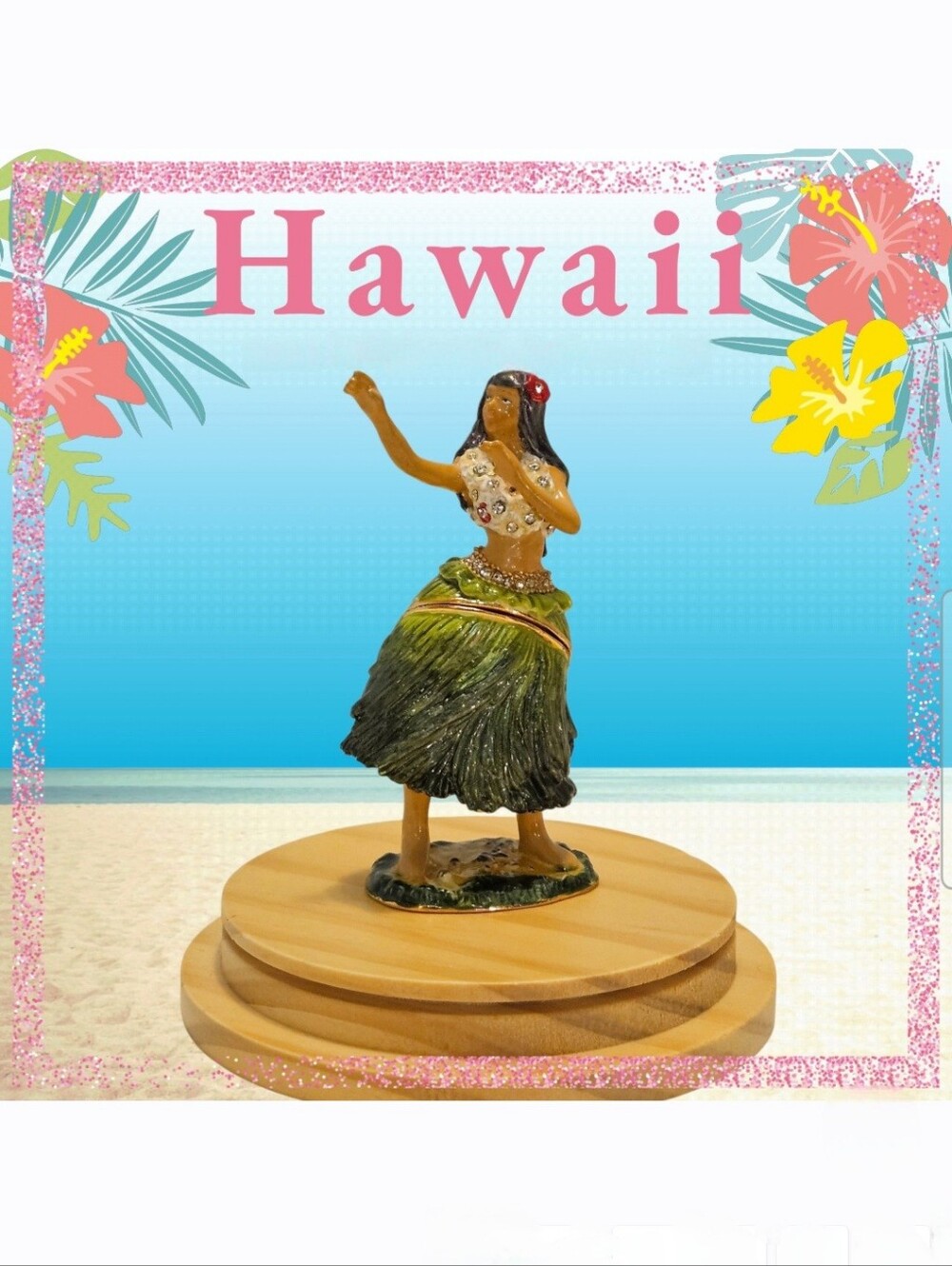 Vintage 1990 Nobility Hawaiian Hula Dancer Trinket Box